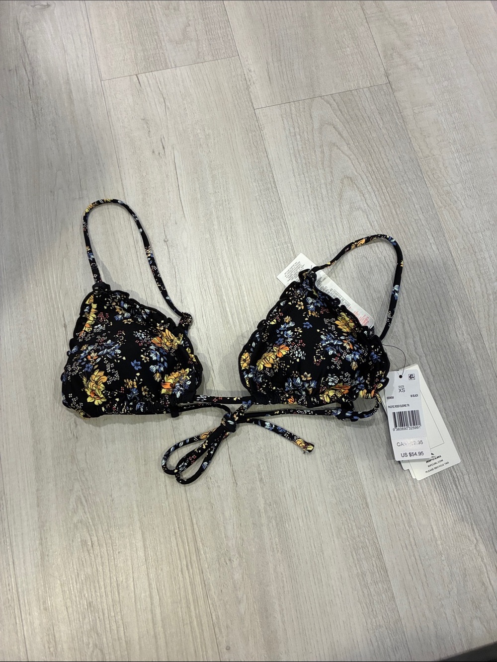 Rip Curl Black Floral Triangle Bikini Top
